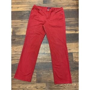 Bandolino Jeans Samantha Straight Jeans Size 16 Red Mid Rise 5-Pocket Dark Wash